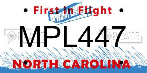 MPL447 North Carolina License Plate