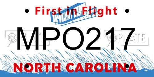 MPO217 North Carolina License Plate