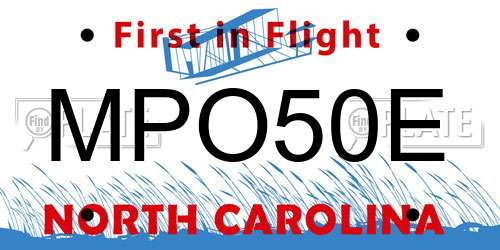 MPO50E North Carolina License Plate