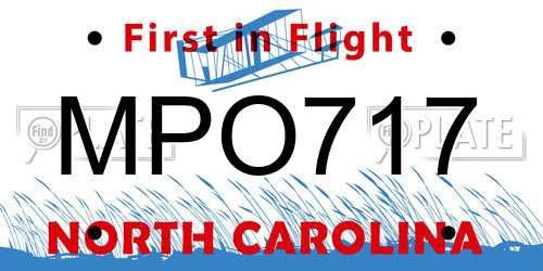 MPO717 North Carolina License Plate