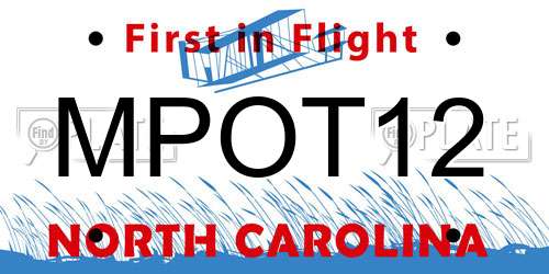 MPOT12 North Carolina License Plate