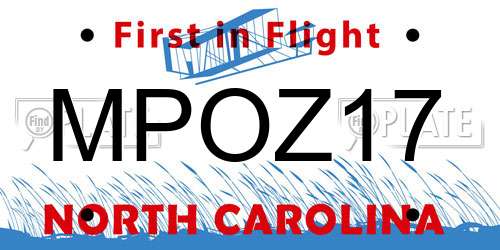 MPOZ17 North Carolina License Plate