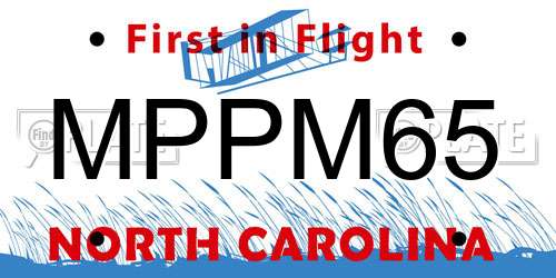 MPPM65 North Carolina License Plate