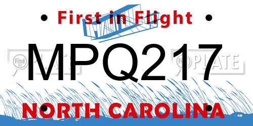 MPQ217 North Carolina License Plate