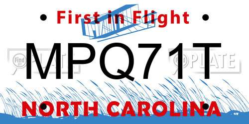 MPQ71T North Carolina License Plate