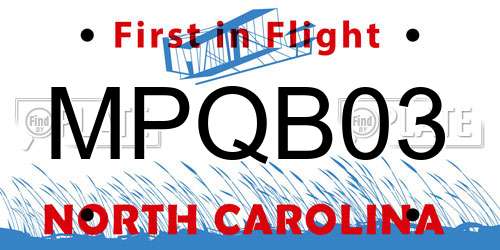 MPQB03 North Carolina License Plate