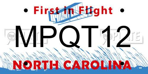 MPQT12 North Carolina License Plate
