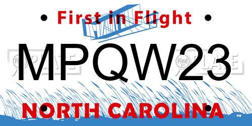 MPQW23 North Carolina License Plate