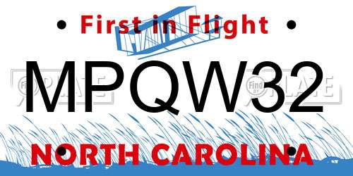 MPQW32 North Carolina License Plate