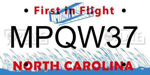 MPQW37 North Carolina License Plate