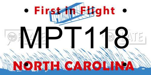 MPT118 North Carolina License Plate