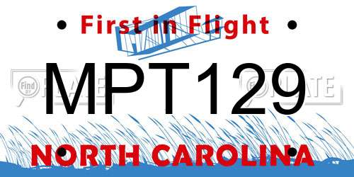 MPT129 North Carolina License Plate
