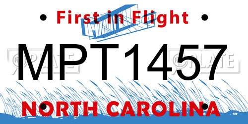 MPT1457 North Carolina License Plate