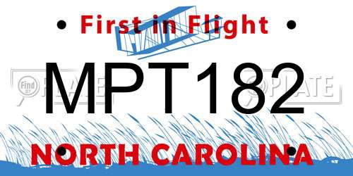 MPT182 North Carolina License Plate