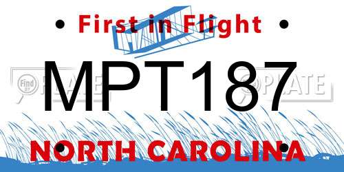 MPT187 North Carolina License Plate