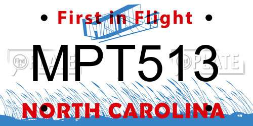 MPT513 North Carolina License Plate
