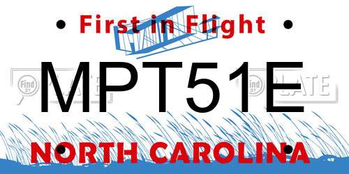 MPT51E North Carolina License Plate