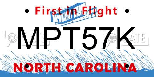 MPT57K North Carolina License Plate