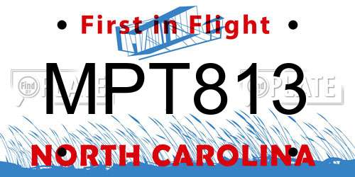 MPT813 North Carolina License Plate