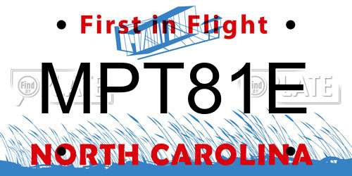 MPT81E North Carolina License Plate
