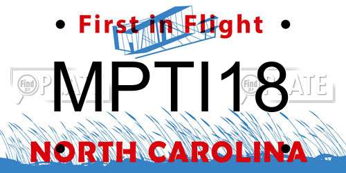 MPTI18 North Carolina License Plate