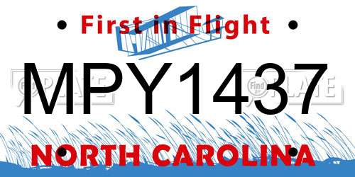 MPY1437 North Carolina License Plate