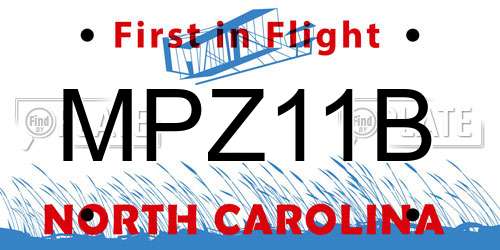MPZ11B North Carolina License Plate