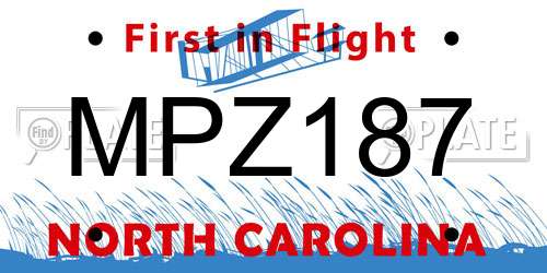 MPZ187 North Carolina License Plate