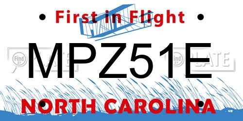 MPZ51E North Carolina License Plate