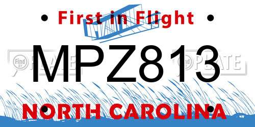 MPZ813 North Carolina License Plate