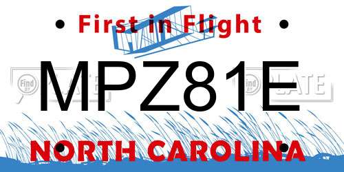 MPZ81E North Carolina License Plate