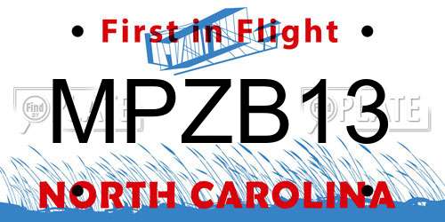 MPZB13 North Carolina License Plate