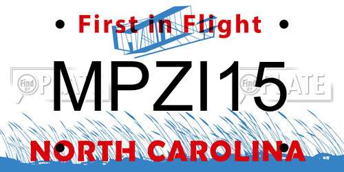 MPZI15 North Carolina License Plate