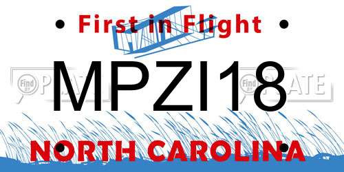 MPZI18 North Carolina License Plate