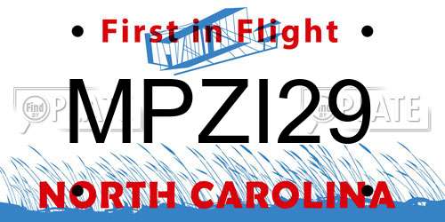 MPZI29 North Carolina License Plate
