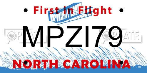 MPZI79 North Carolina License Plate