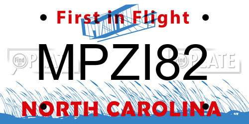 MPZI82 North Carolina License Plate