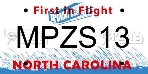MPZS13 North Carolina License Plate