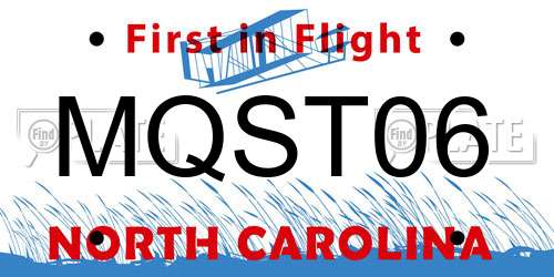 MQST06 North Carolina License Plate
