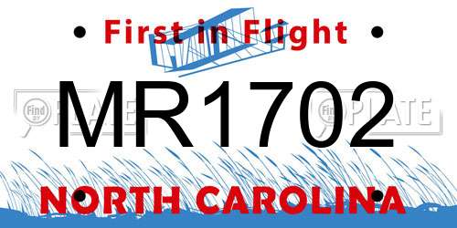 MR1702 North Carolina License Plate