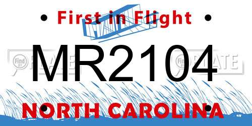 MR2104 North Carolina License Plate