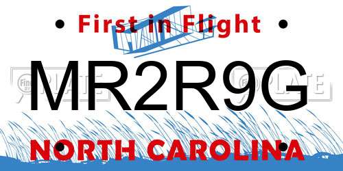 MR2R9G North Carolina License Plate