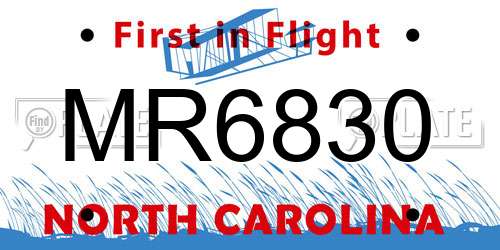 MR6830 North Carolina License Plate