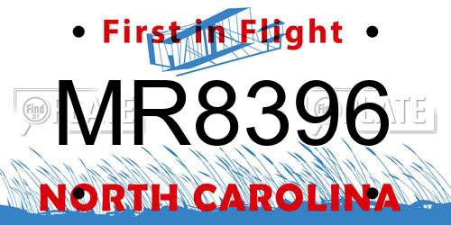 MR8396 North Carolina License Plate