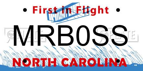 MRB0SS North Carolina License Plate