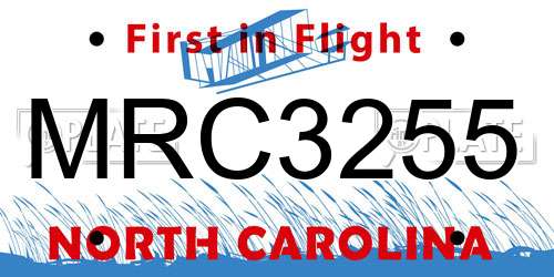 MRC3255 North Carolina License Plate