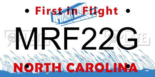MRF22G North Carolina License Plate