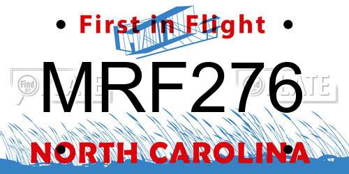 MRF276 North Carolina License Plate