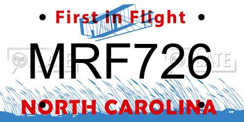 MRF726 North Carolina License Plate