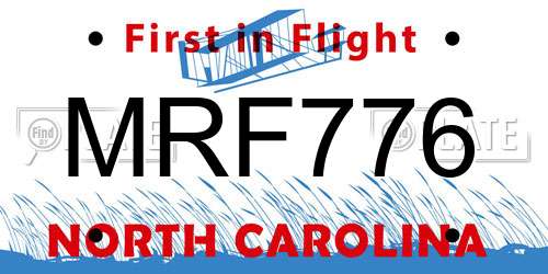 MRF776 North Carolina License Plate